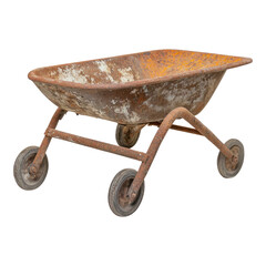 Rusty Wheelbarrow on Transparent Background for Isolated Use