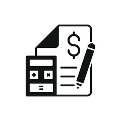 Budget planner in bold silhouette forms a strong and modern financial tracking icon.
