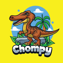 Fototapeta premium Cute suchomimus Dinosaur Character Mascot in Vector Cartoon Illustration