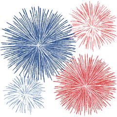festive fireworks on an isolated transparent background.