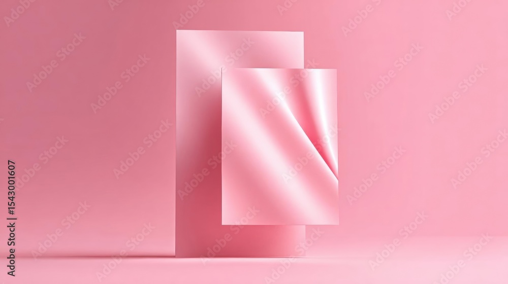 Poster 3d rendering of a pink abstract background. in the center of the image, there is a large, square-sha