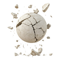 Cracked Sphere with Fragments Isolated on Transparent Background