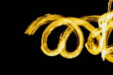 Abstract Swirling Golden Fire Art on Dark Canvas