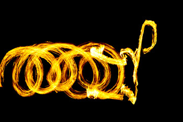 Dynamic Fire Trails Abstract Art on Black Background