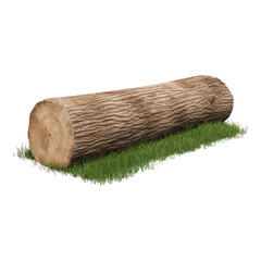Isolated Transparent Log on Grass Background for Nature Themes