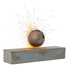Isolated Transparent Background of Explosive Sphere and Concrete Base