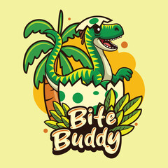 Cute baby Ornitholestes Dinosaur Character Mascot in Vector Cartoon Illustration