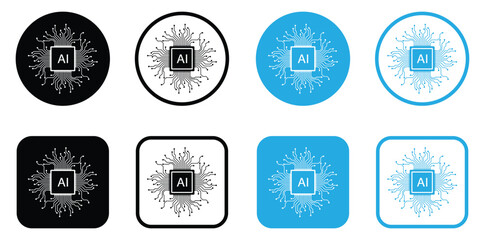 A vector set of Artificial Intelligence (AI) icons in different variations for web and apps.
