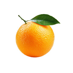 Zesty Citrus: A vibrant, single orange with a fresh green leaf. Its radiant color and appealing texture invite a burst of refreshing flavor.