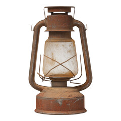 Vintage Oil Lantern Isolated on Transparent Background with Rusty Elements