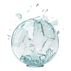 Shattered Glass Sphere on Isolated Transparent Background