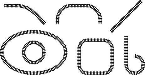 Railway train track route. Rail line, subway map, and railroad elements round circular curve railroad path icon