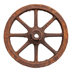 Isolated Rusty Wheel on Transparent Background Showing Detail