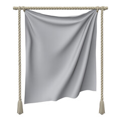 Realistic Isolated Gray Fabric on a Rope Hanging Against Transparent Background