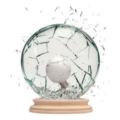 Isolated Broken Glass Globe with Transparent Background Effect