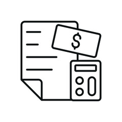 Budget planner with outlined cover and dollar sign offers a clear and practical finance icon.