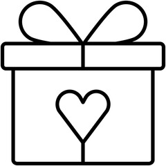 Gift Box Icon, Christmas Present Package Symbol Vector Stock Illustration, Line Icon Style Design.