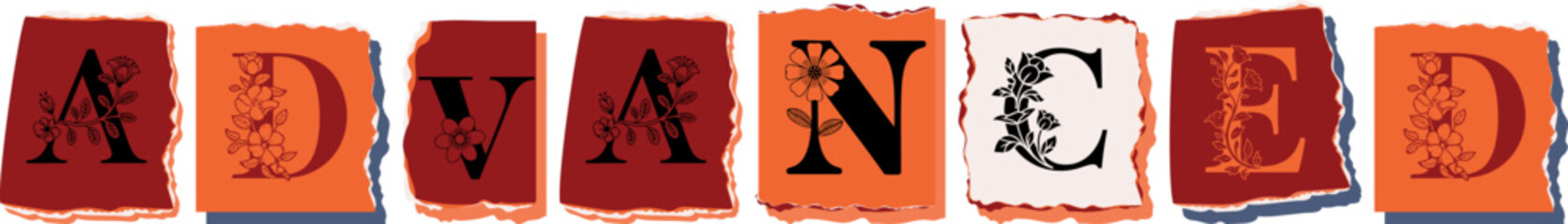 ADVANCED Floral Typography of a Concept Word � Elegant Torn Paper Letter Design