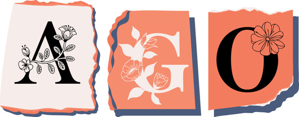 AGO Floral Typography of a Concept Word � Elegant Torn Paper Letter Design