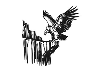 Obraz premium Vulture hand drawn sketch vector illustration