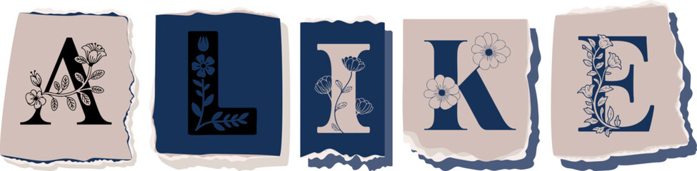 ALIKE Floral Typography of a Concept Word � Elegant Torn Paper Letter Design