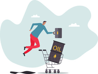 Crude oil investment, buy oil stock to make profit, fuel, power or energy company.character for design.