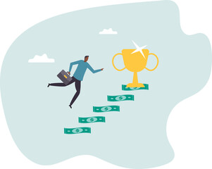 Stairway to money success, financial independent or financial freedom, income growth or wealth management or investment opportunity.character for design.