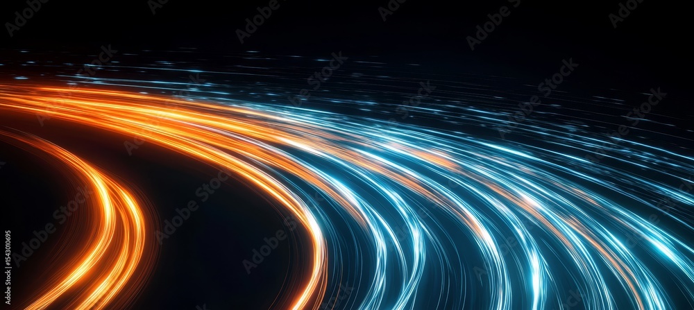 Poster dynamic motion blurred lines on a futuristic highway with neon energy flowing through the scene