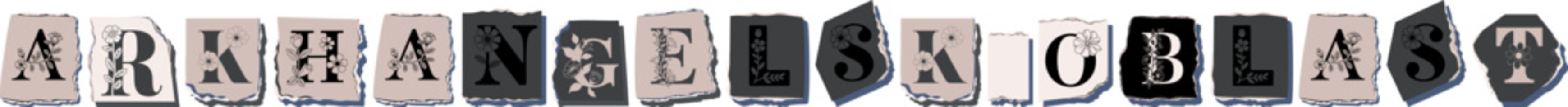 Obraz premium ARKHANGELSK OBLAST Floral Typography of a Russian Region � Elegant Torn Paper Letter Design