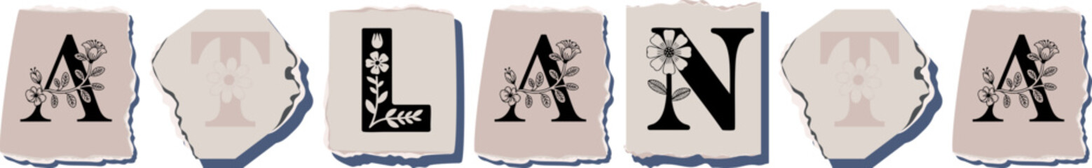 ATLANTA Floral Typography of a U.S. City � Elegant Torn Paper Letter Design