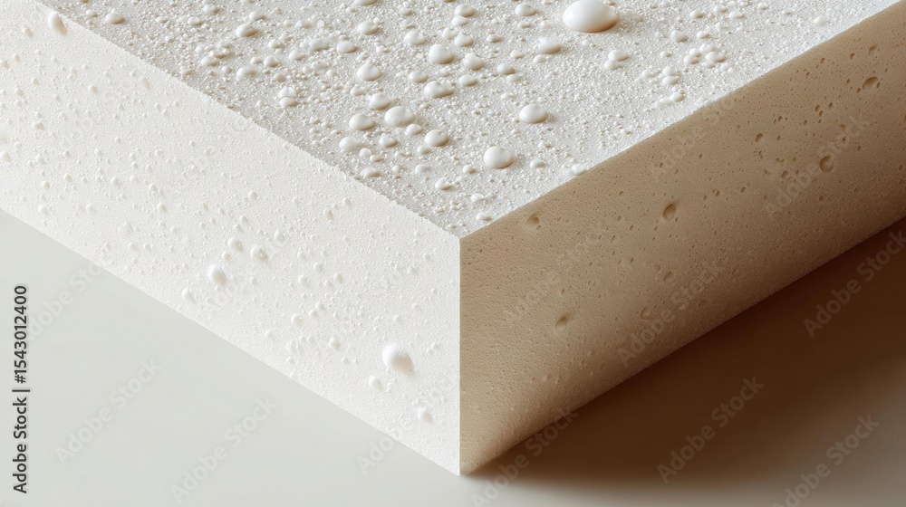 Aufkleber close-up of a white foam board with small droplets of water on it. the foam board appears to be made