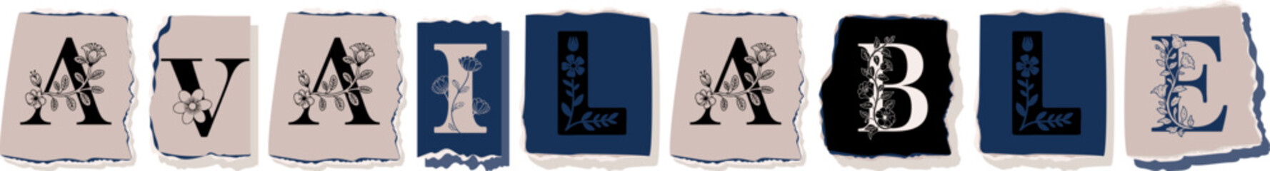 AVAILABLE Floral Typography of a Concept Word � Elegant Torn Paper Letter Design