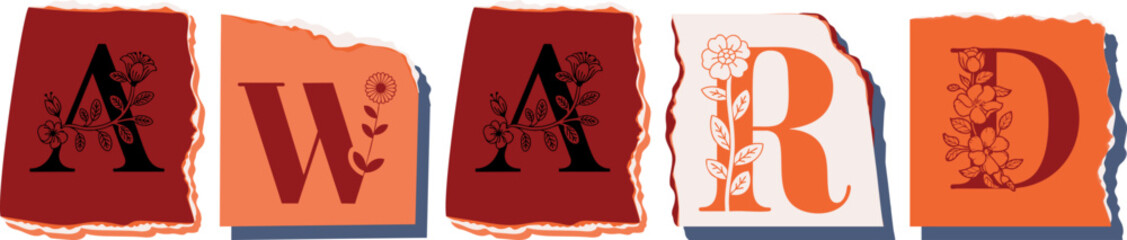 AWARD Floral Typography of a Concept Word � Elegant Torn Paper Letter Design