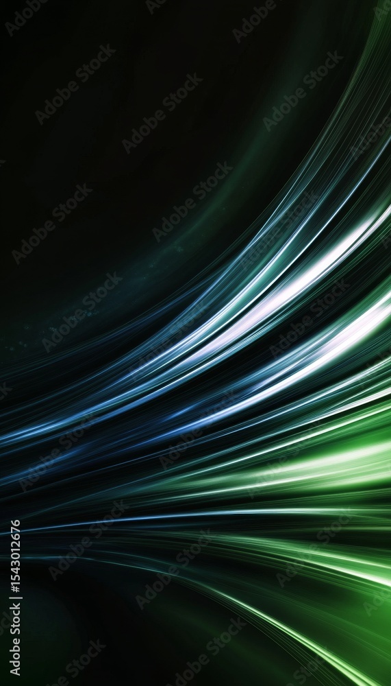 Poster dynamic motion graphics design with high speed technology visualization and light trails