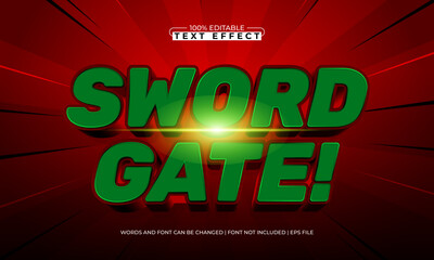 sword gate editable text effect with a knight and sword text style