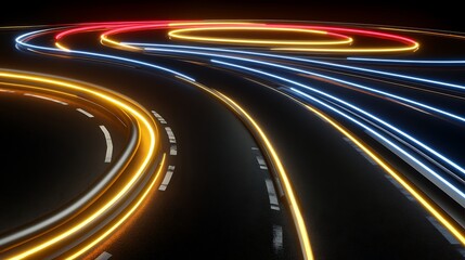 Abstract neon light paths