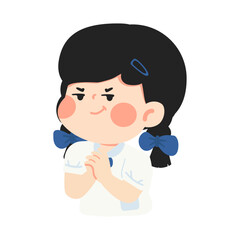 Illustration of a Smirking Cartoon Girl