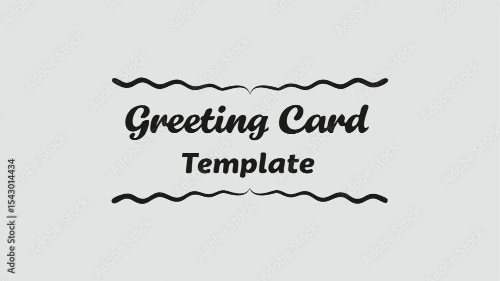 Poster greeting card template design with decorative wavy lines above and below the text on a light backgro