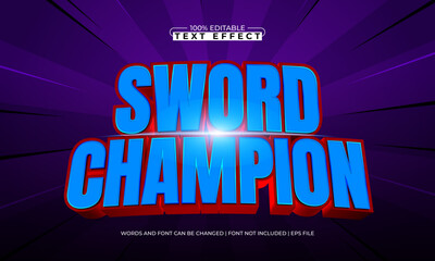 sword champion editable text effect with a knight and sword text style
