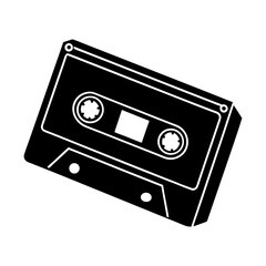 Obraz premium Retro audio cassette tape music vintage sound recording technology vector silhouette