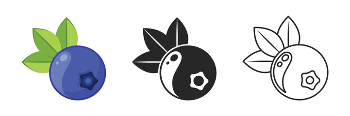 Blueberry fruit icon in flat style. Bilberry vector illustration on isolated background. Sweet berry sign business concept.