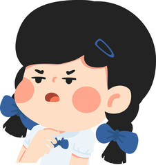 Cartoon Girl with Annoyed Expression Illustration