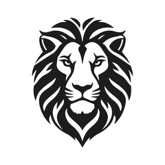 Lion head with detailed mane. Animal icon template. Wild animal, lion king, ferocious predator, wild cat, roaring lion	