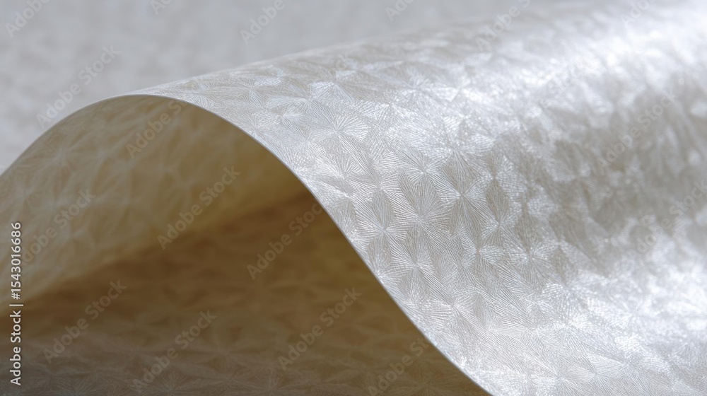 Poster close-up of a roll of white fabric with a textured pattern. the fabric appears to be made of a soft,