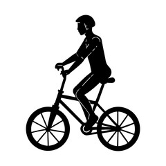 Obraz premium Person cycling bicycle silhouette vector graphic sport transportation ride