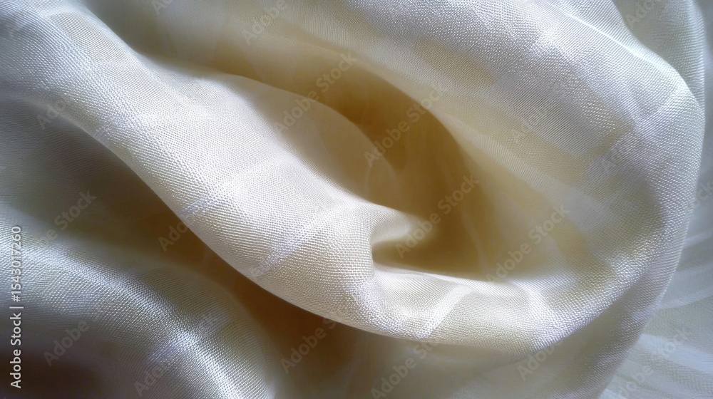 Poster close-up of a fabric with a soft, silky texture. the fabric appears to be a light beige color and ha