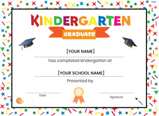 Kindergarten Graduate Ceremony Certificate Design Template