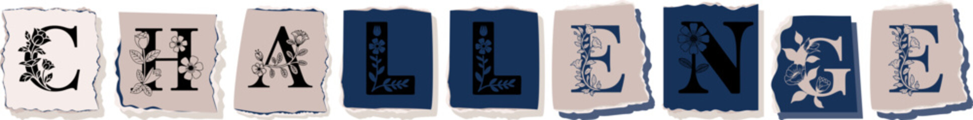 CHALLENGE Floral Typography of a Concept Word � Elegant Torn Paper Letter Design