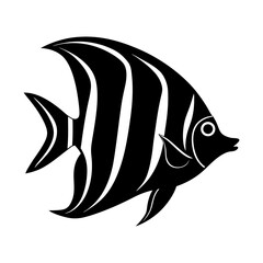 Obraz premium Exotic striped fish vector illustration aquatic animal ocean wildlife art silhouette