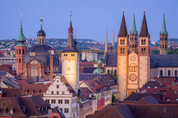Explore the stunning skyline of Wurzburg's Old Town at twilight - Germany